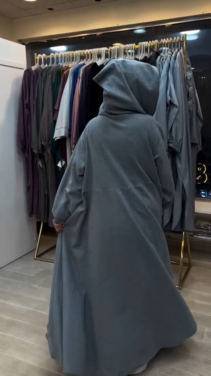 Chakoor 2026 Winter Button-Front Long Frill Hoodie for Women — premium fleece long hoodie with wide flare, two front buttons, frill hem, maxi-style winter outfit in original design, warm and stylish modest wear Pakistan 08