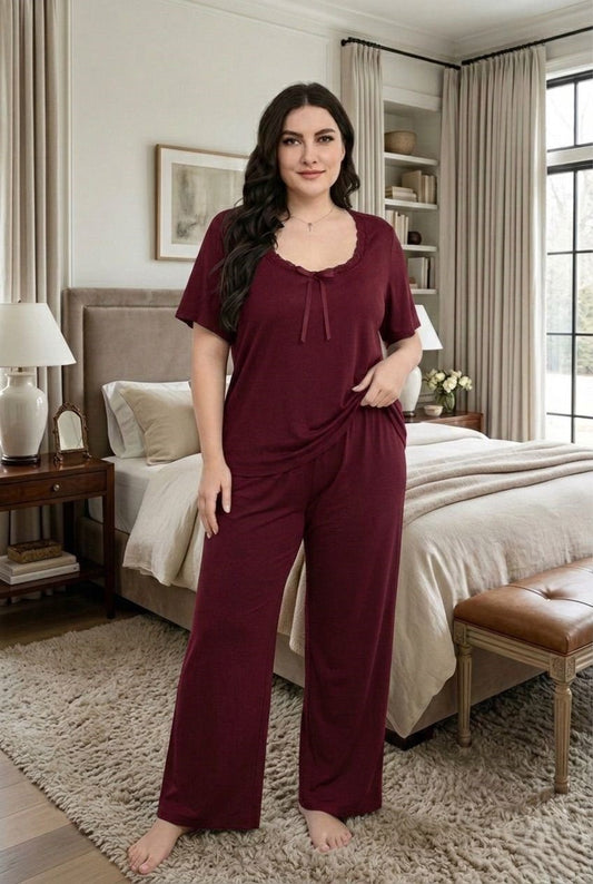 Chakoor plus size women lounge wear set with comfortable top and trouser pajama nightwear 2026 