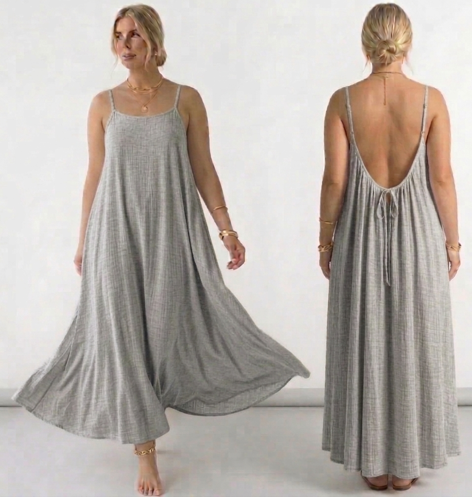 Ch 6028 Seductive Adjustable Backless Cami Maxi Dress