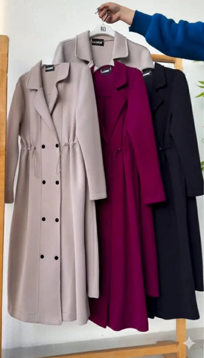 CH 622 - Women’s Elegant Drawstring Long Coat Dress – Winter Wear | Chakoor