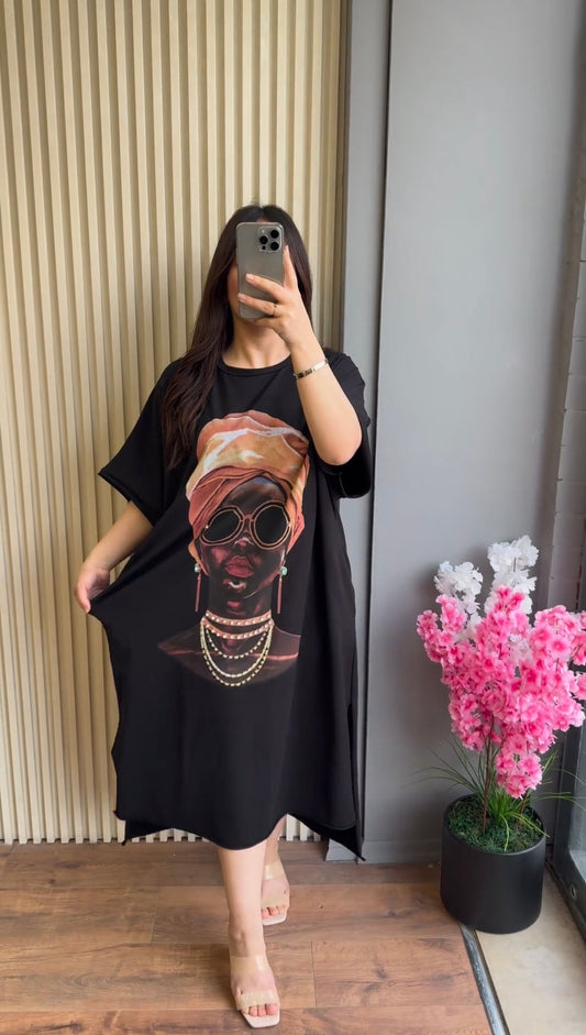 Ch # 457 Chakoor Art-inspired Drop Shoulder Maxi Tee