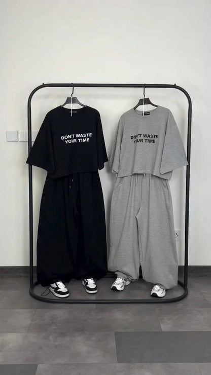 Ch - 6058 - Oversized Short Tee & Trouser Set | Chakoors