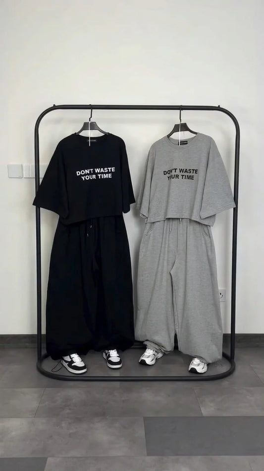 Ch - 6058 - Oversized Short Tee & Trouser Set | Chakoors