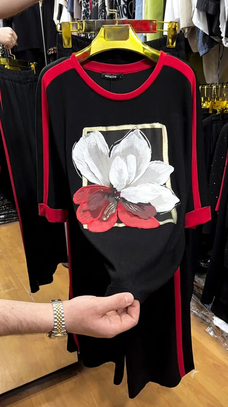 CH - 6070 - Scarlet Noir Printed Co-ord Set | Chakoor