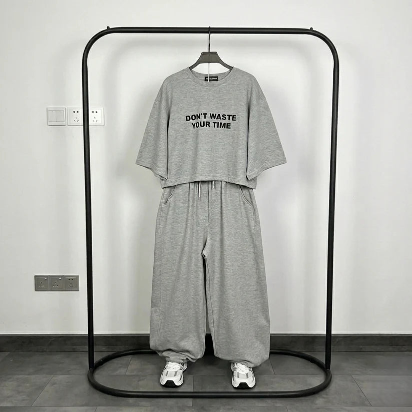 Ch - 6058 - Oversized Short Tee & Trouser Set | Chakoors