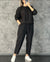 Ch # 381 Chakoor Winter Fleece Co-ords: Stylish Black 2-Piece Set with Cocoon Pants and Sweatshirt