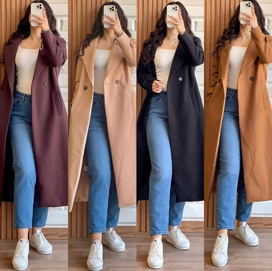 LY # 0023 Chakoor's Moodest Long Warm Fleece Trench Coat For Women