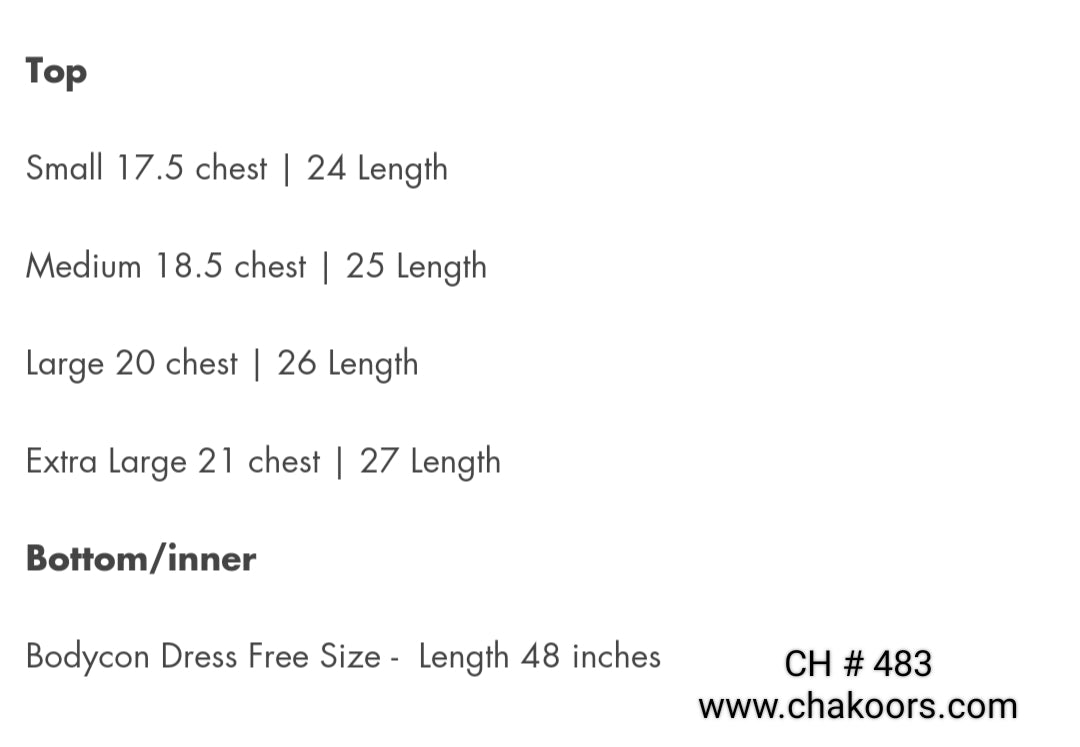 CH # 483  Chakoor BloomFit Ribbed Bodycon 2 Piece Winter Fleece Dress