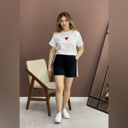 CH # 432 Stripes Short & T-Shirt Lounge Set