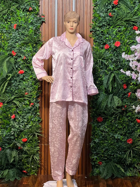 LY # 103 Floral Printed 2Pcs PJS Silk Night Wear