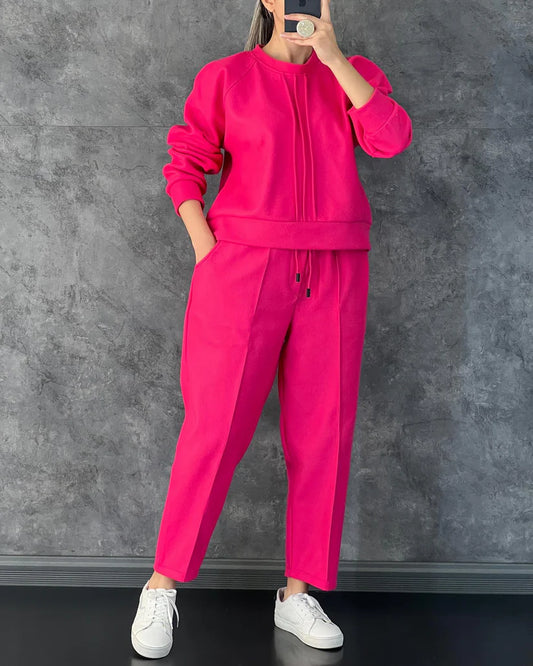 Ch # 381 Chakoor Winter Fleece Co-ords: Stylish Black 2-Piece Set with Cocoon Pants and Sweatshirt