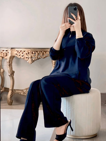 CH 322 chakoor winter side pocket 2 pieces fleece dress
