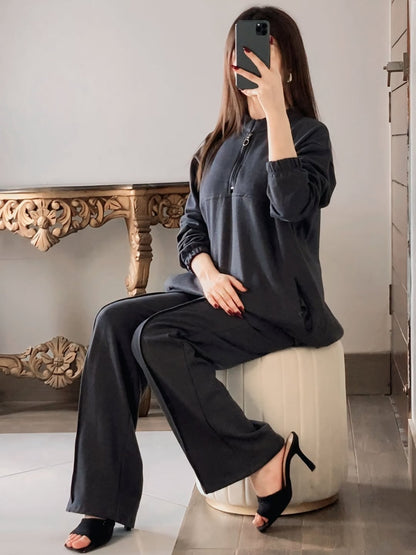 CH 322 chakoor winter side pocket 2 pieces fleece dress