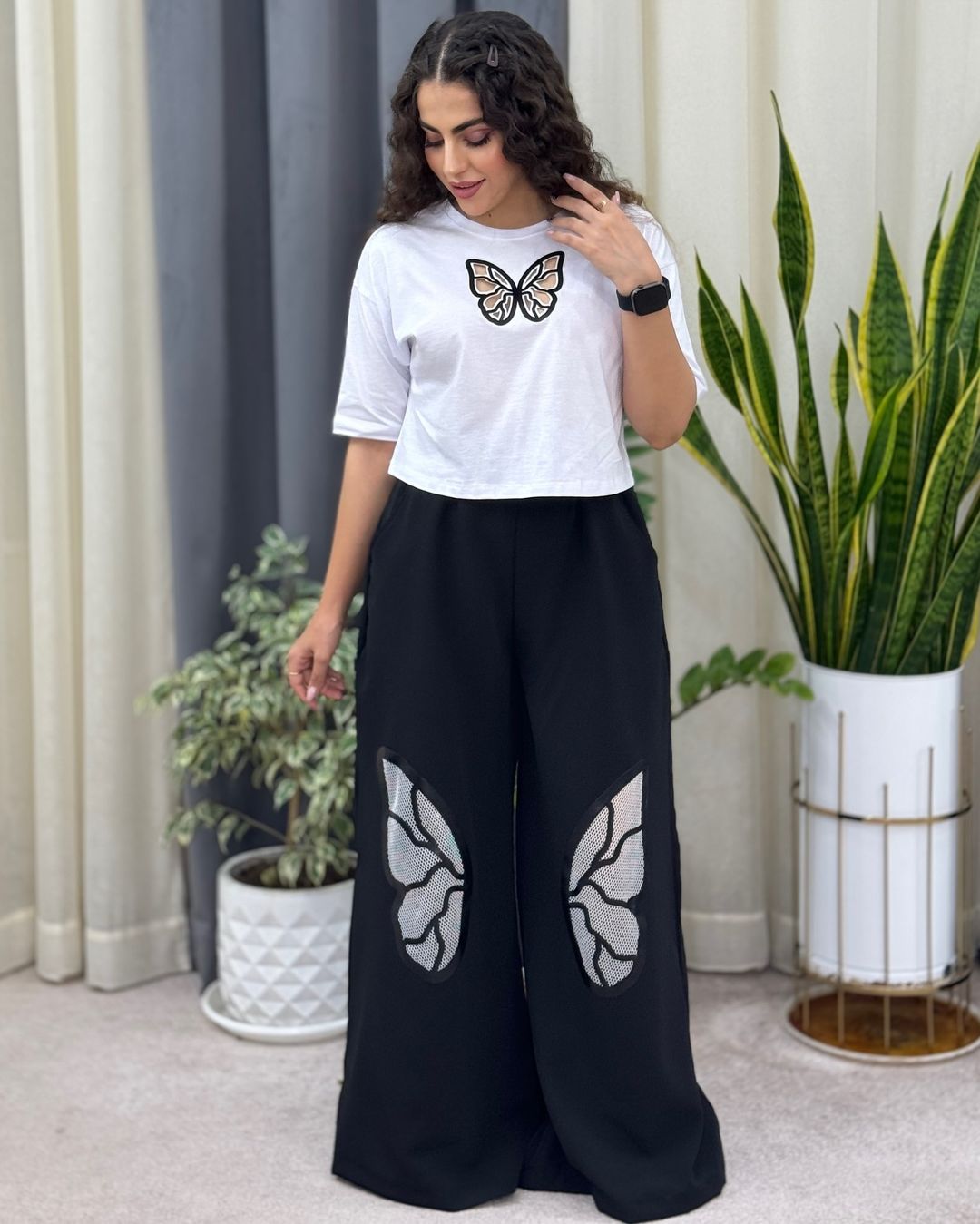 CH # 445 Chakoor Printed Crop Tee Trouser