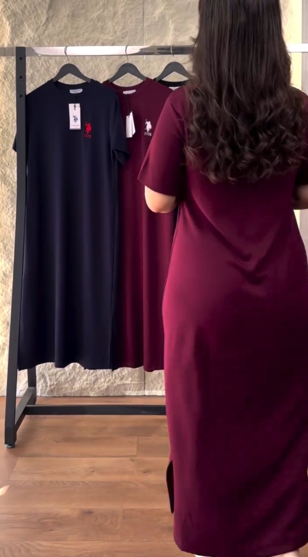 USPA branded short-sleeve maxi dresses with embroidered logo on chest. 03