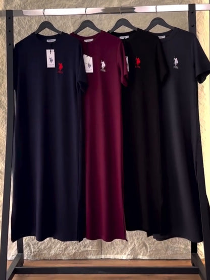 USPA branded short-sleeve maxi dresses with embroidered logo on chest. 04