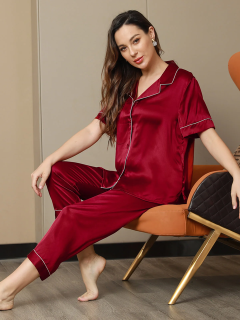 Chakoor Silk Luxurious Slumber Pyjama Set Half Sleeves