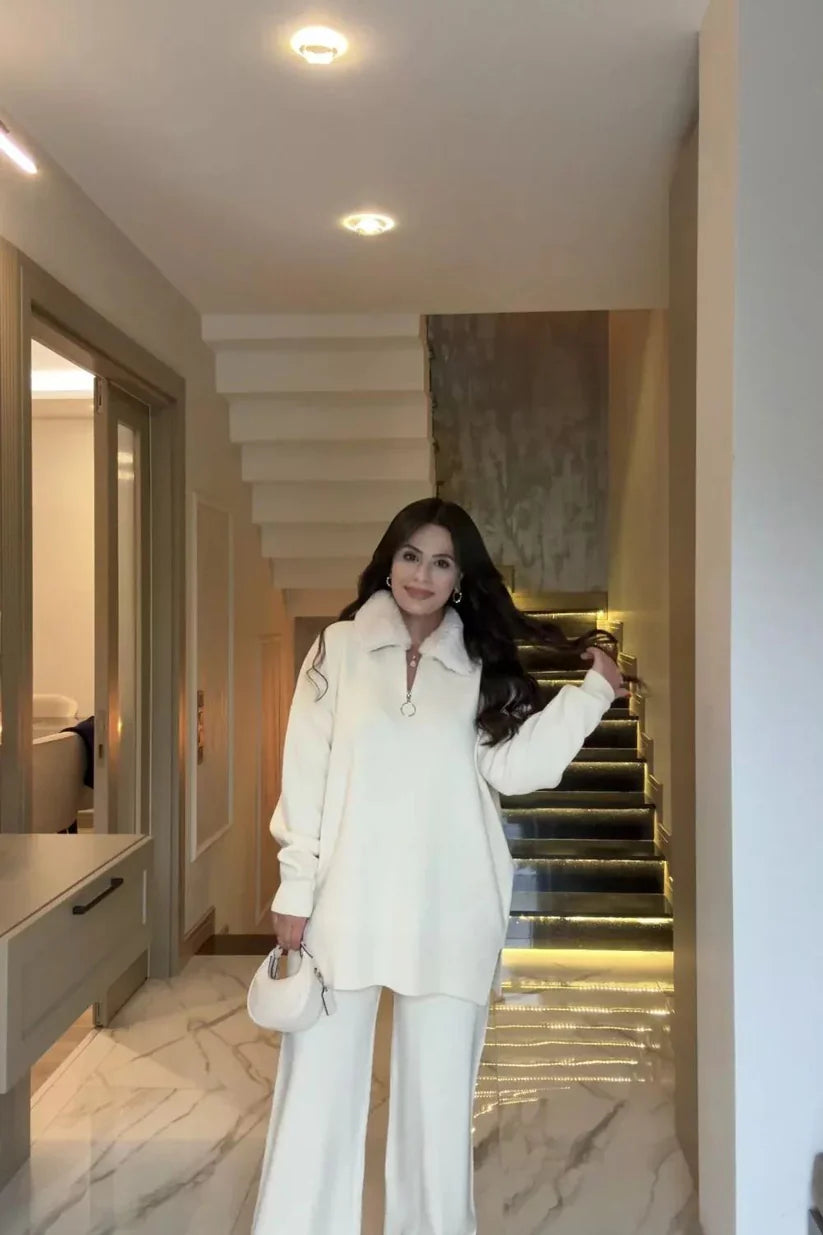 CH 590 - Fur Collar Fleece Co-Ord Set - Chakoor