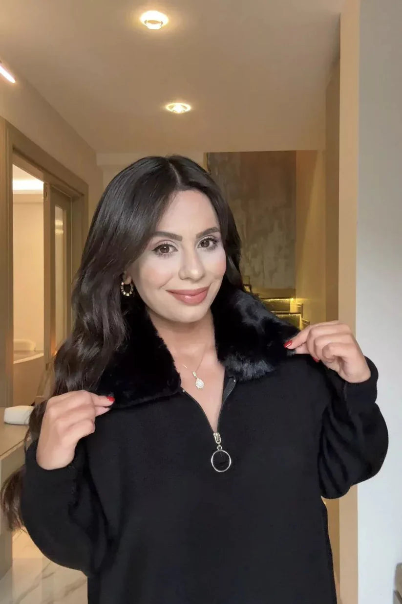 CH 590 - Fur Collar Fleece Co-Ord Set - Chakoor