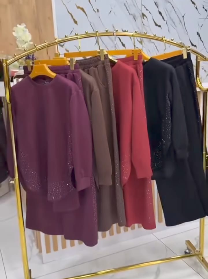 CH # 605 Winter Fleece Crystal Stone Sparkle Outfit - Chakoor