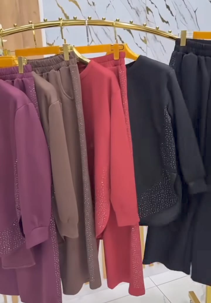 CH # 605 Winter Fleece Crystal Stone Sparkle Outfit - Chakoor