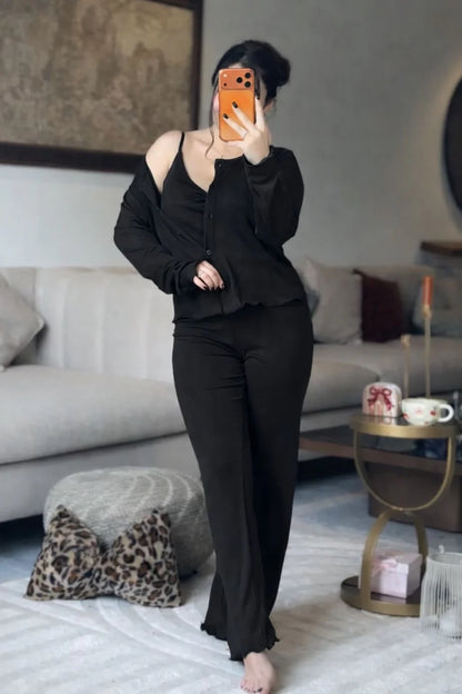CH 6027 |3 Pcs Button-Down Top & Flared Pants Co-Ord Set | Chakoor
