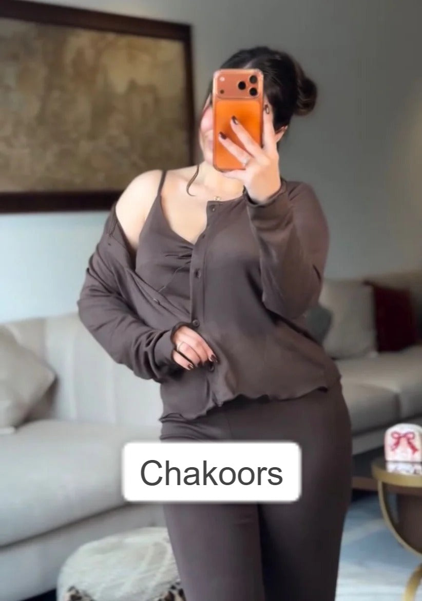 CH 6027 |3 Pcs Button-Down Top & Flared Pants Co-Ord Set | Chakoor