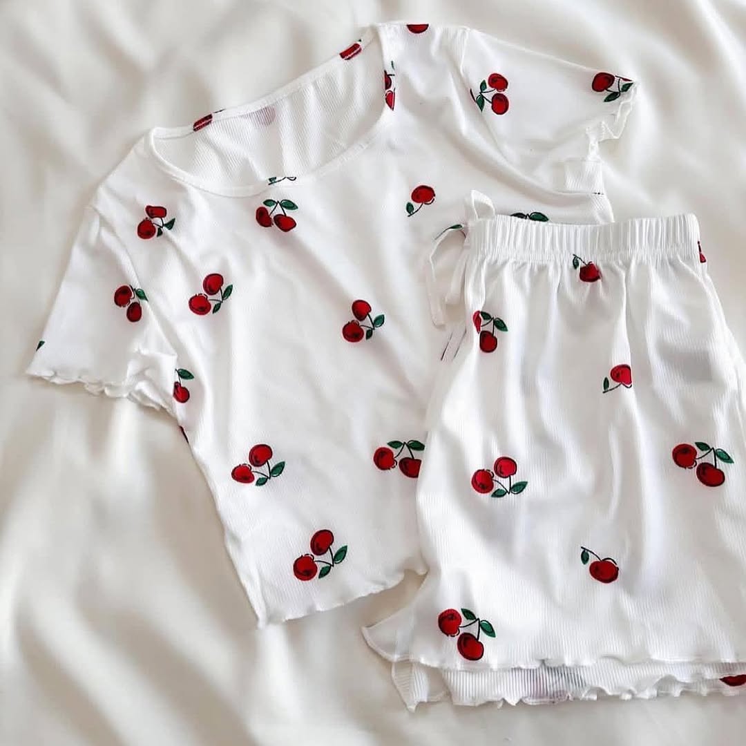 CH 6039 Printed Cherries Top & Boxer Set