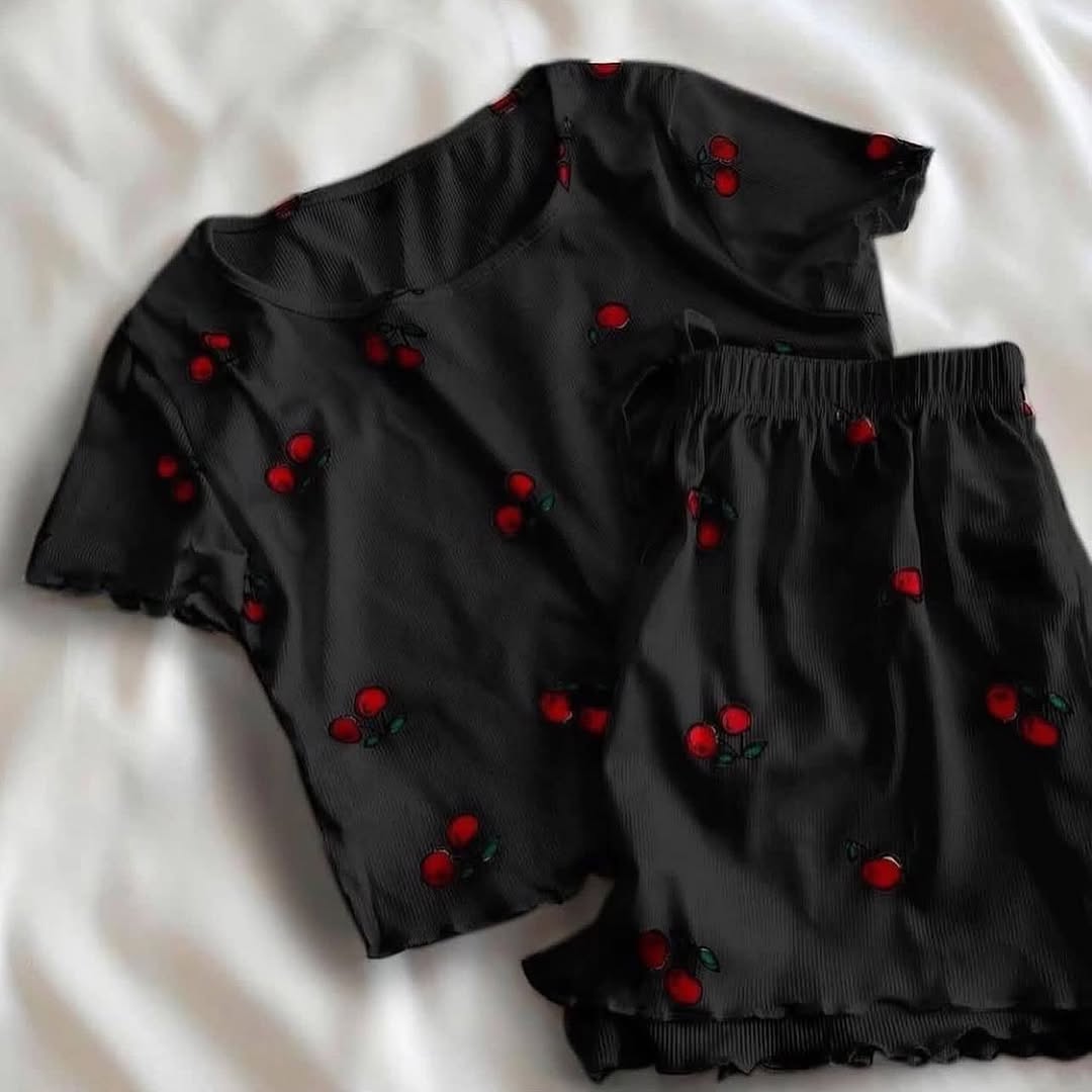 CH 6039 Printed Cherries Top & Boxer Set