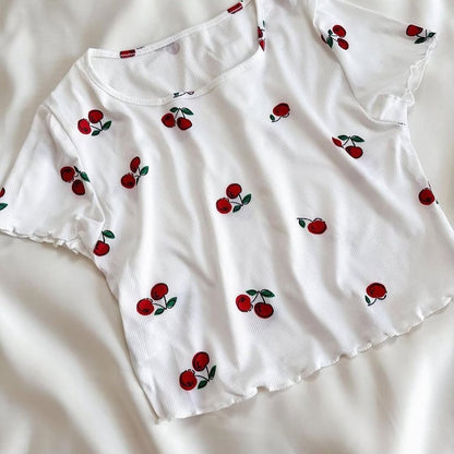 CH 6039 Printed Cherries Top & Boxer Set