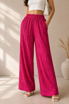 CH-6133 |CHAKOOR| LuxeFlow Crinkle Wide-Leg Pants