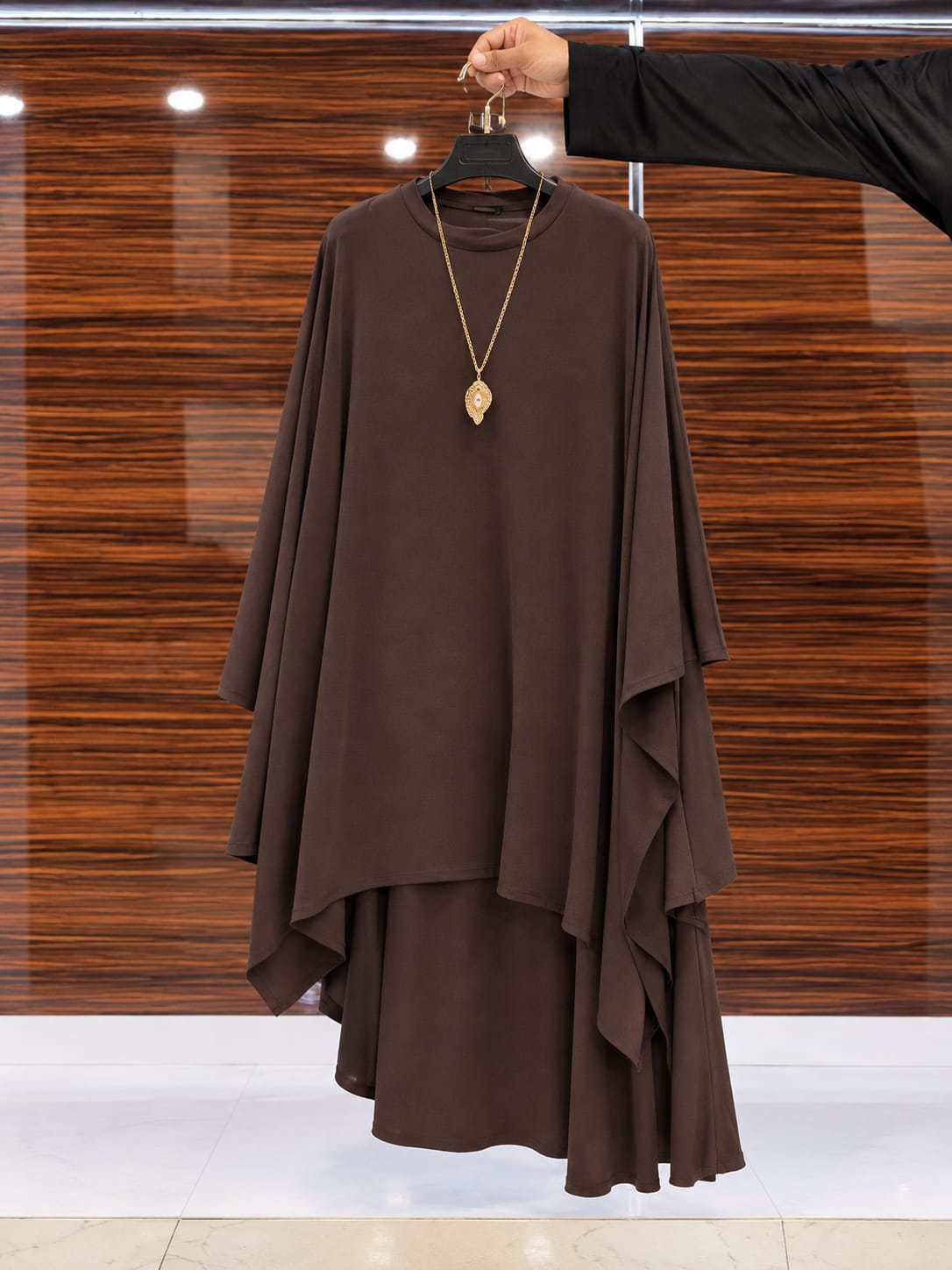 CH-6138 Chakoor Royal Mocha Draped Luxe Co-Ord Set