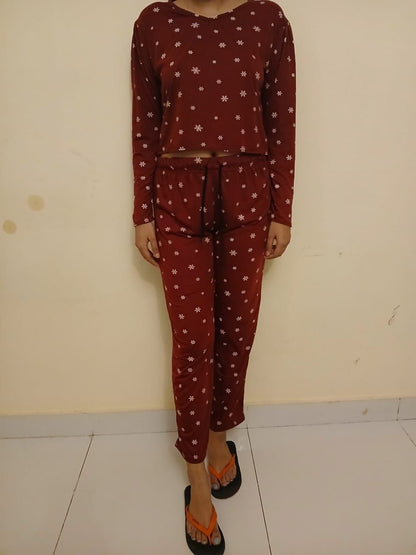 CH # 425 Printed Pyjama crop-top soft cotton jersey femme comtesse