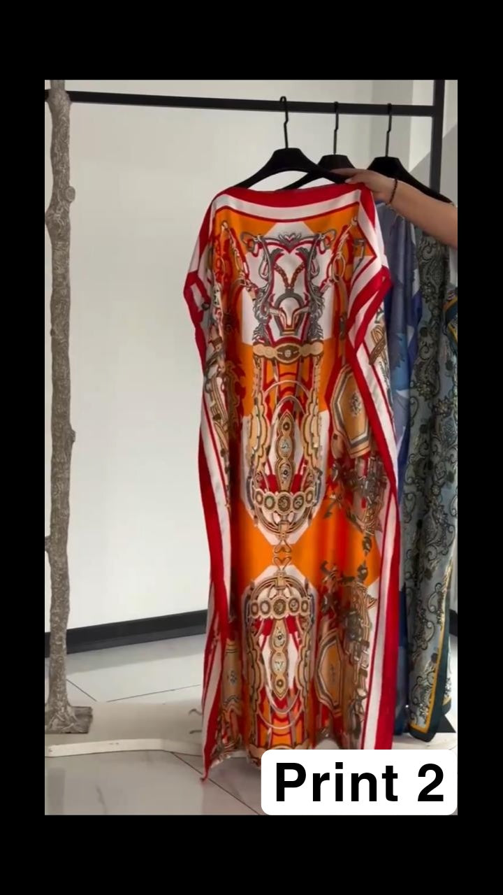 Ch # 6005 Silk Printed Kaftaan Chakoor Dress