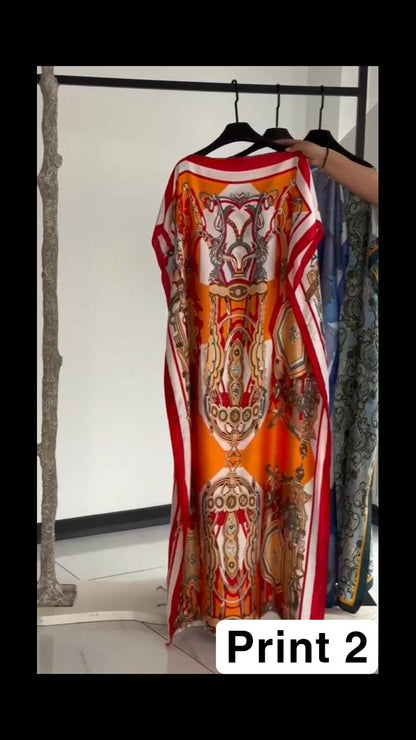 Ch # 6005 Silk Printed Kaftaan Chakoor Dress