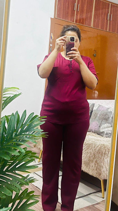 CH # 538 Chakoor 2 pc button casual top with straight trouser