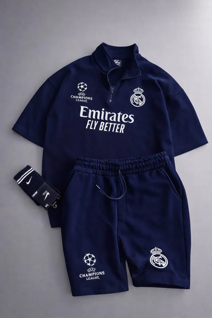 LI-86 CHAKOOR WOMENS ATHLEISURE FOOTBALL INSPIRED SET – SLIM FIT HALF ZIP & SHORTS