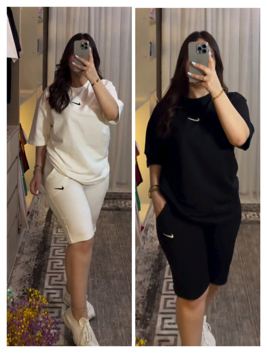 Women short t shirt and biker shorts co ord set, summer outfit for women, oversized t shirt loungewear, casual athleisure set, comfy gym wear, trendy two piece outfit 01