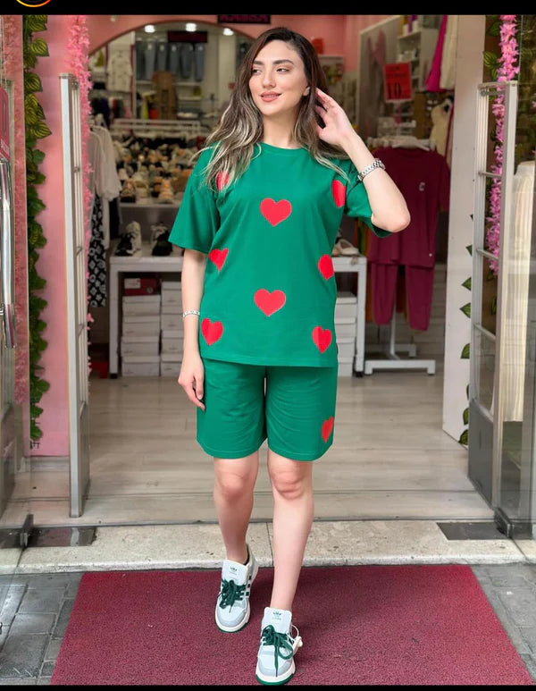 CH # 434 Heart Shape Printed T-Shirt & Short