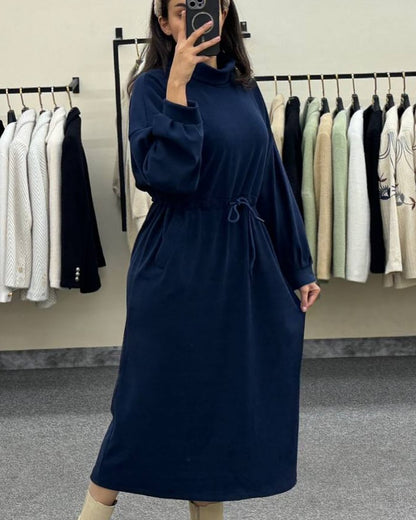 CH 582 Chakoor Cozy Drawstring Long Winter Frock Top for Women