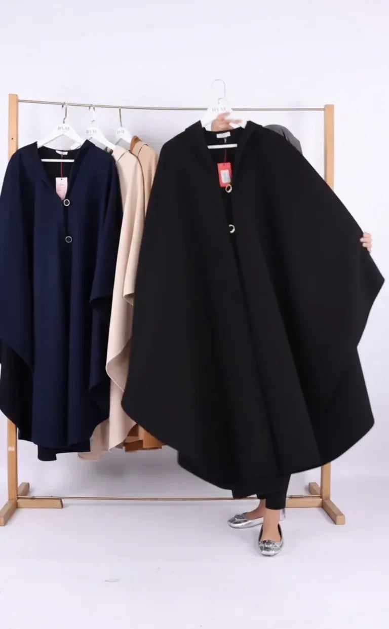 Ch 591 |Chakoor| Long hooded Button Windbreaker Cloak