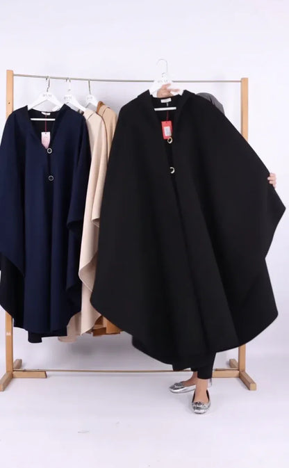 Ch 591 |Chakoor| Long hooded Button Windbreaker Cloak