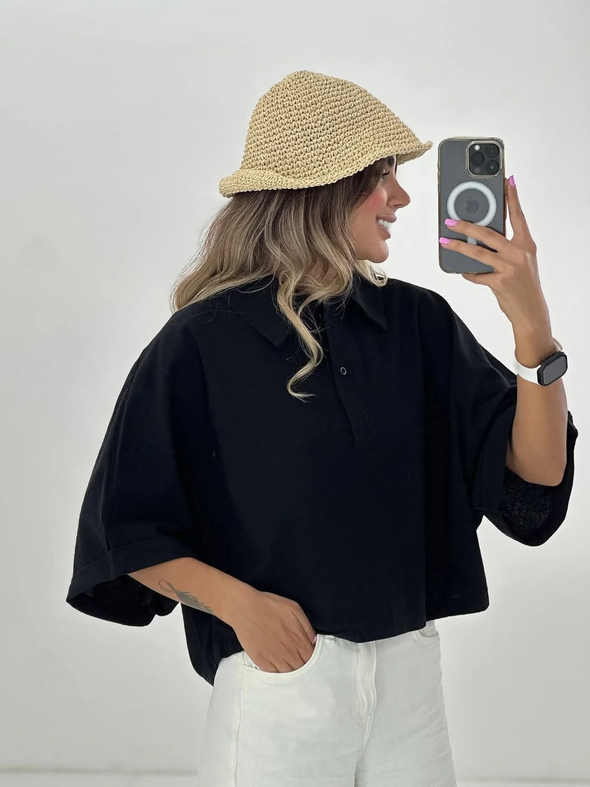 CH - 6090- Relaxed Fit Collar Top | Chakoor