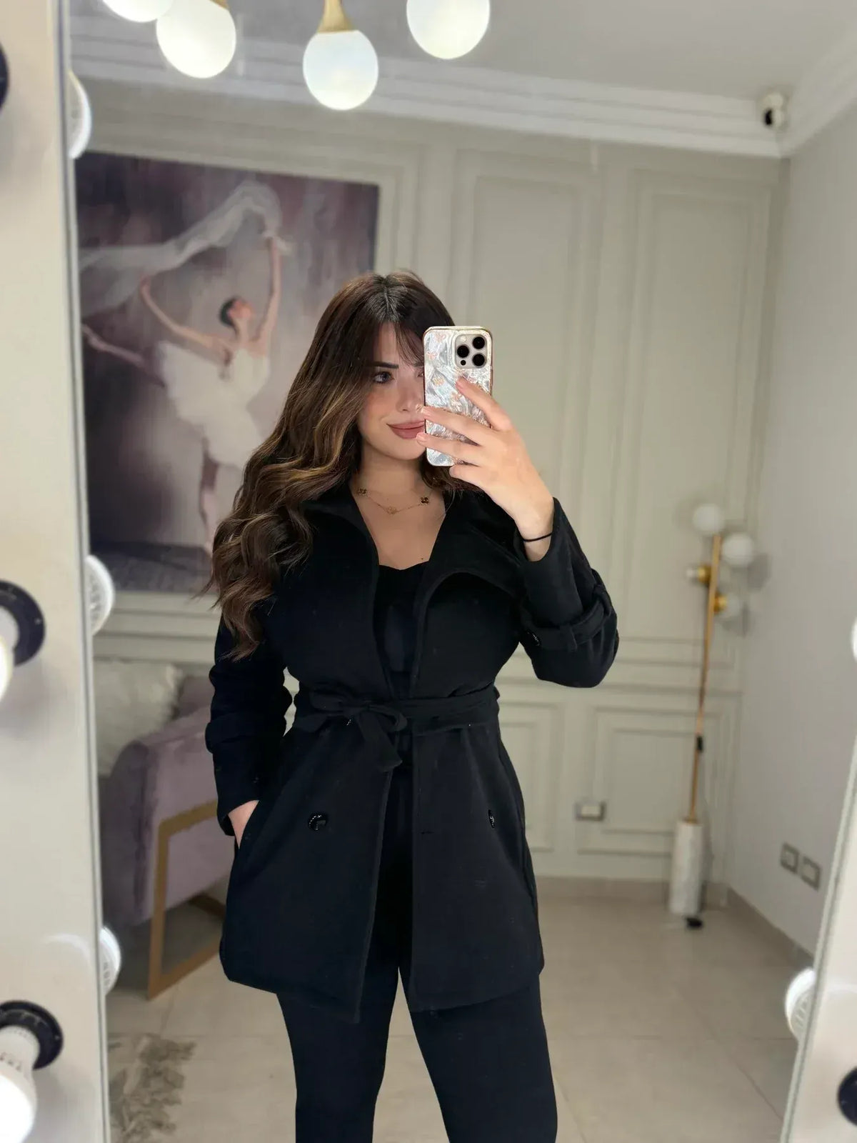 CH 623 Chakoor Women’s Elegant Fur Cuff Belted Cape Coat – Winter Fleece