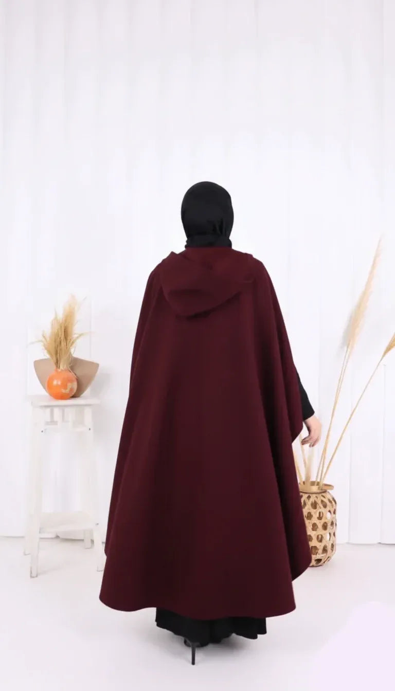 Ch 591 |Chakoor| Long hooded Button Windbreaker Cloak
