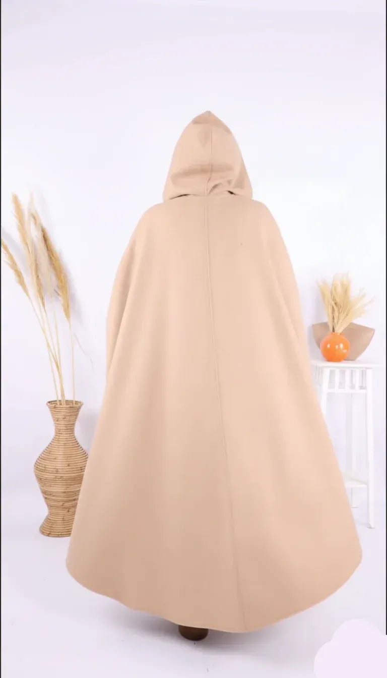 Ch 591 |Chakoor| Long hooded Button Windbreaker Cloak