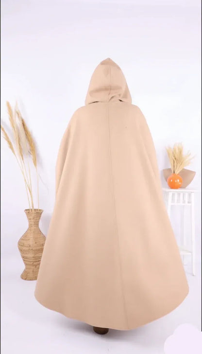 Ch 591 |Chakoor| Long hooded Button Windbreaker Cloak