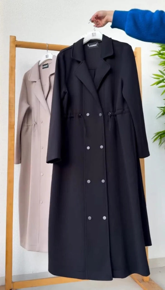 CH 622 - Women’s Elegant Drawstring Long Coat Dress – Winter Wear | Chakoor