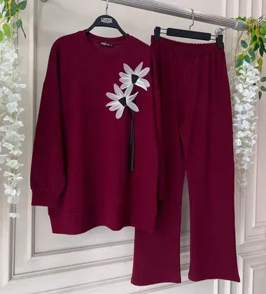 CH 481 |Chakoor| Luxury Flower Printed Fleece Co-ord Set For Winters