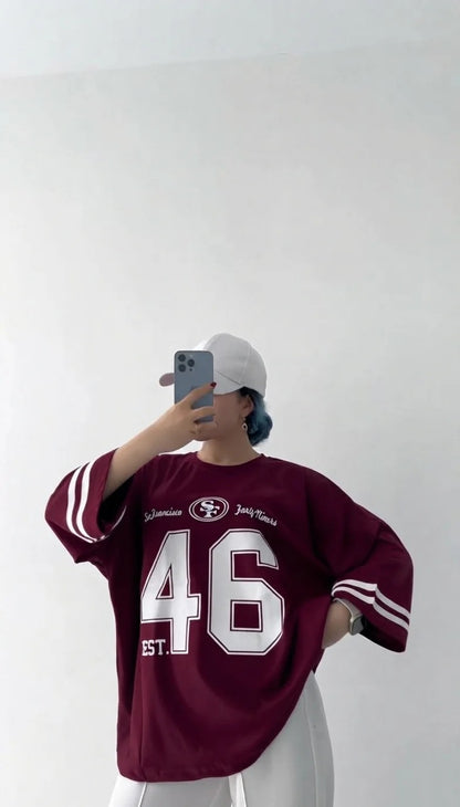 CH-6091 - Varsity Oversized Graphic Tee | Chakoor